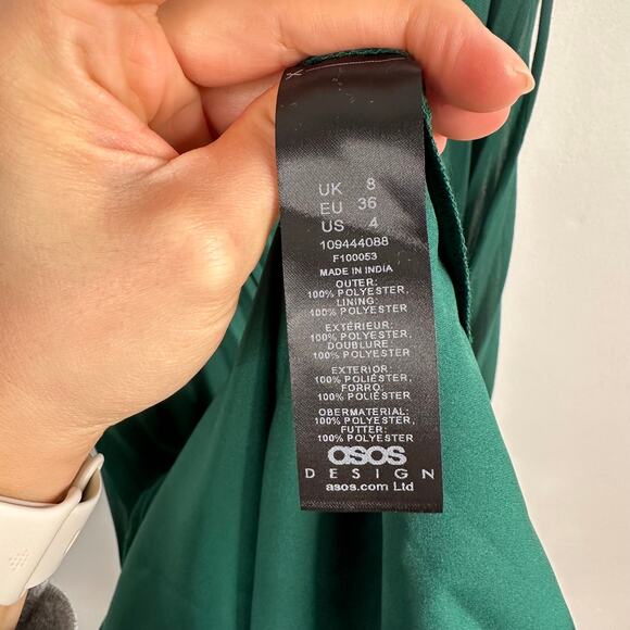 ASOS Forest Green Twist Front Pleated Cami Midi Dress - Picture 11 of 11